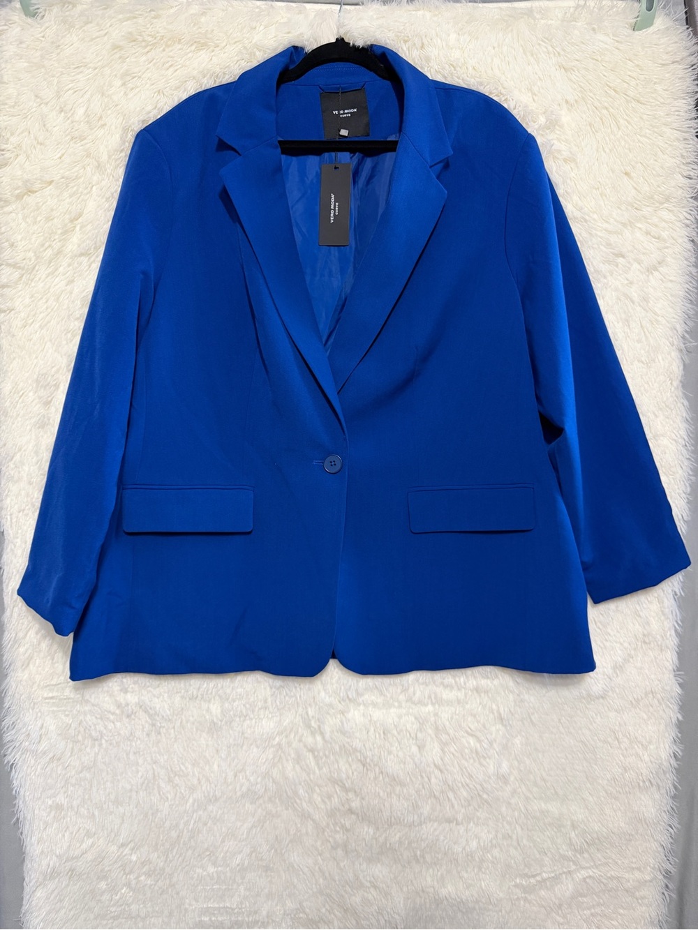 Vero Moda Curve Womens Long Sleeve Single Button Blazer Size 18 Blue Corpcore